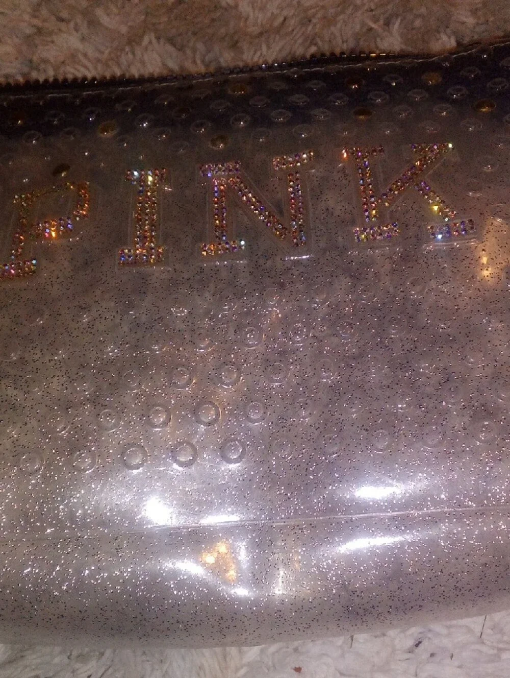 PINK Victoria's Secret Iridescent Glitter Cosmetic Pouch (Read Description)